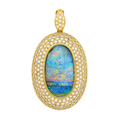 Lot 11 - Gold, Boulder Opal and Diamond Pendant