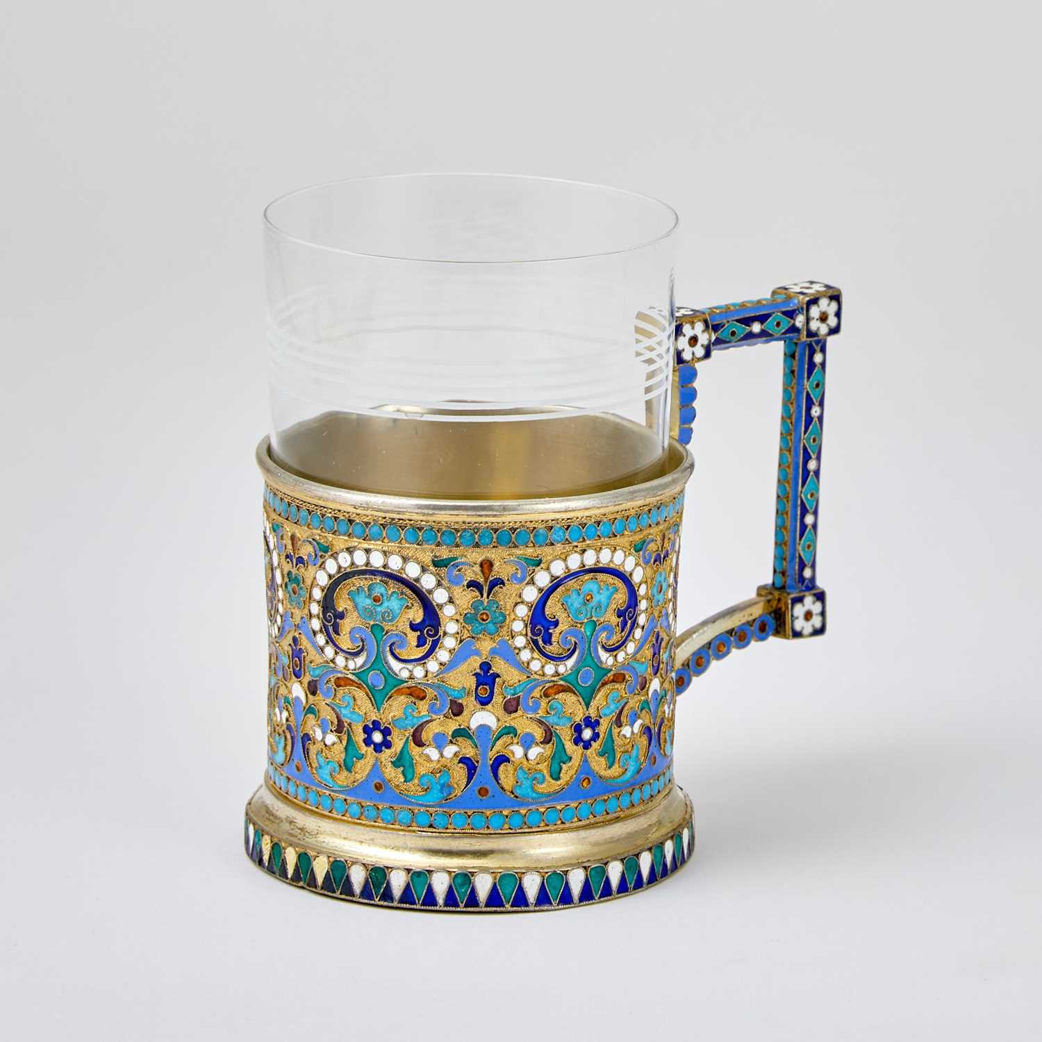 Lot 726 - Russian Silver-Gilt and Cloisonné Enamel Tea Glass Holder