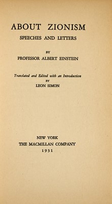 Lot 307 - Albert Einstein's About Zionism, signed by the author