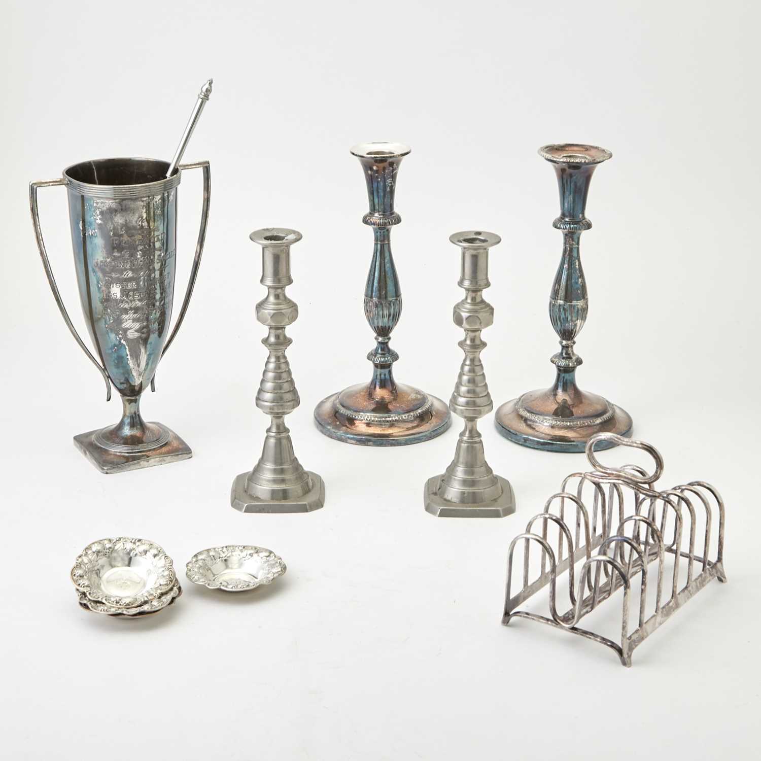 Lot 206 - Group of Sterling Silver, Silver-Plate, Pewter Table Articles