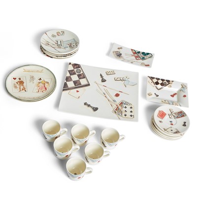 Lot 107 - French Ceramic Game-Themed Demitasse Set