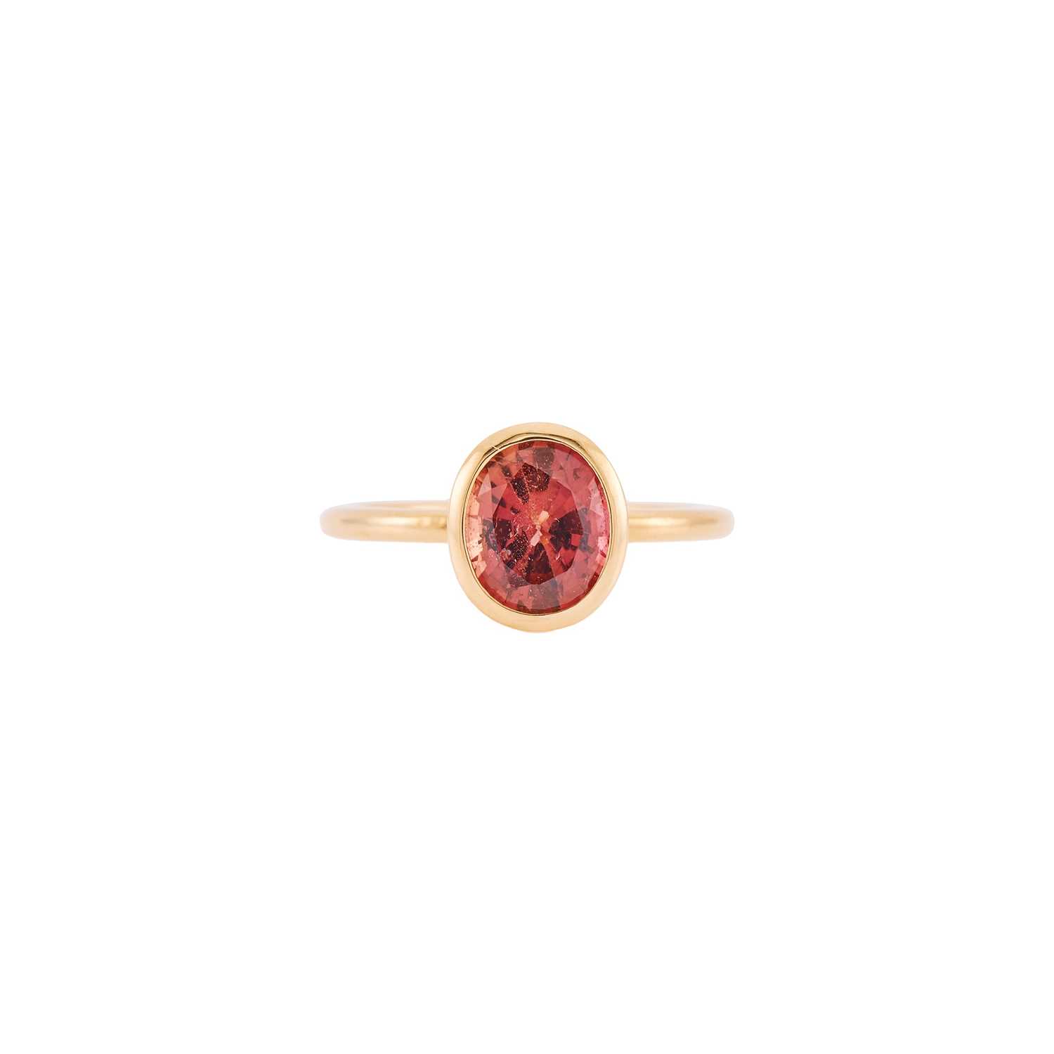 Lot 1082 - Rose Gold and Orange-Pink Sapphire Ring