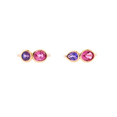 Lot 1219 - Two Rose Gold, Pink and Purple Sapphire Rings