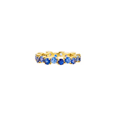 Lot 1284 - Gold and Sapphire Band Ring