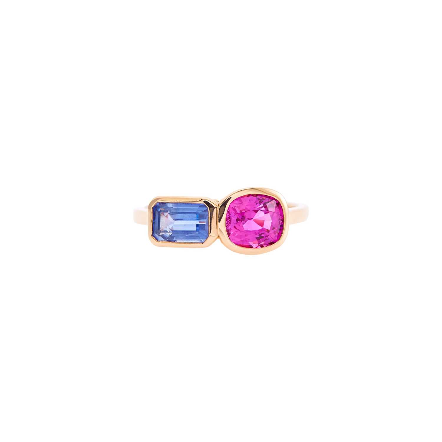 Lot 2038 - Rose Gold, Pink and Blue Sapphire Ring