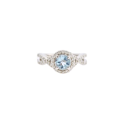 Lot 1275 - White Gold, Aquamarine and Diamond Ring