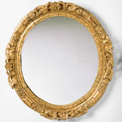 Lot 316 - Italian Rococo Style Carved Gilt Wood Circular Mirror