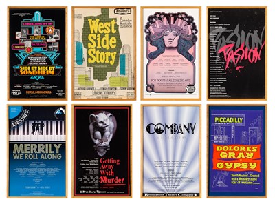 Lot 74 - Eight Posters of Sondheim Musicals, Including a Rare West Side Story Performance