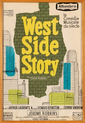 Lot 74 - Eight Posters of Sondheim Musicals, Including a Rare West Side Story Performance