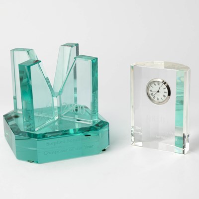 Lot 159 - Two Cut Glass Awards Presented to Stephen Sondheim