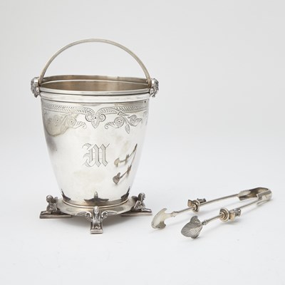 Lot 237 - Gorham Sterling Silver Egyptian Revival Sterling Ice Bucket and Tongs