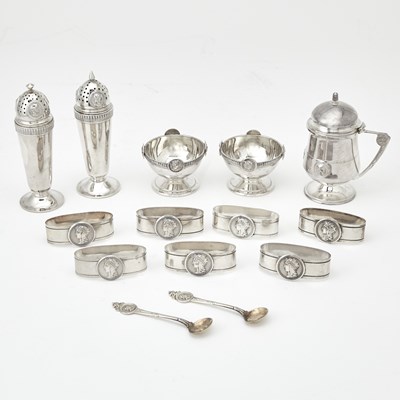 Lot 264 - Assembled Gorham Silver "Medallion" Pattern Condiment Set