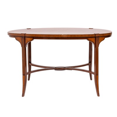 Lot 370 - Georgian Style Inlaid Mahogany Oval Side Table