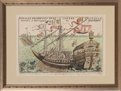 Lot 7 - A print of the "Dauphin Royale," a galley dedicated to the prince of France, the future Louis XV