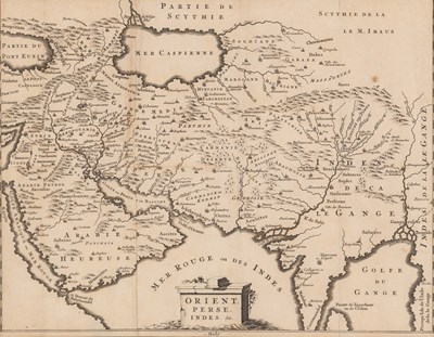 Lot 36 - A detailed French map showing the area from the Arabian Peninsula to India