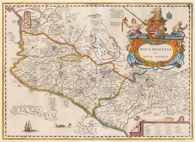 Lot 42 - Jansson's decorative map of seventeenth-century Mexico