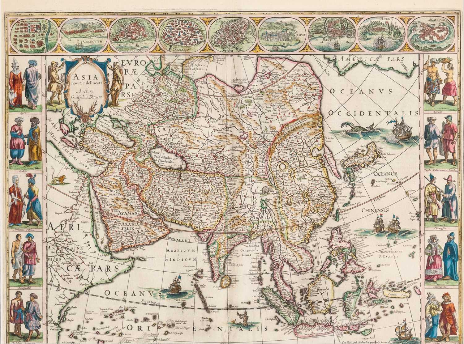 Lot 3 - A finely colored example of Blaeu's map of Asia