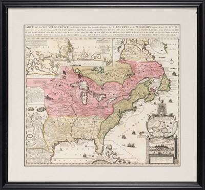 Lot 560 - An important French map of North America, with Quebec and Louisiana shown in detail