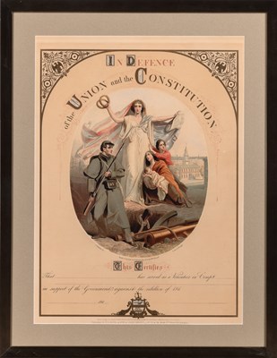 Lot 78 - An attractive, early example of chromolithography, made for returning Civil War Volunteers