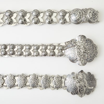 Lot 636 - Group of Three Russian Silver and Niello Belts