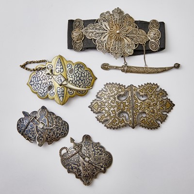 Lot 640 - Group of Russian Silver, Niello or Filigree Belt Buckles