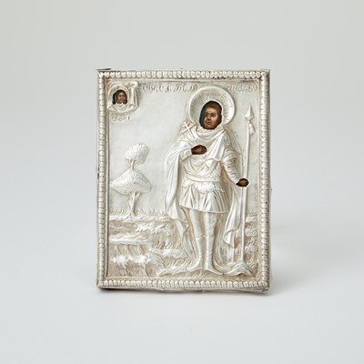 Lot 643 - Russian Silver Icon of the Holy Martyr John the Warrior