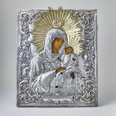 Lot 648 - Russian Silver-Plate Icon of the Mother of God of Jerusalem