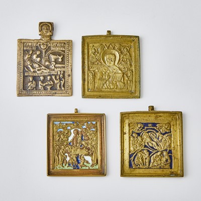 Lot 651 - Group of Russian Enamel and Metal Alloy Traveling Icons