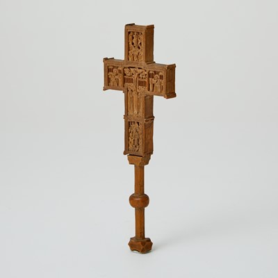 Lot 619 - Carved Wood Crucifix on Stand