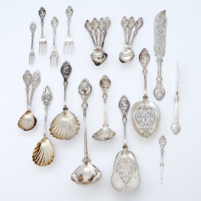 Lot 244 - Group of Hotchkiss and Schreuder Silver "Medallion" Pattern Flatware