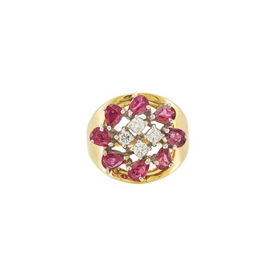 Lot 2252 - Two-Color Gold, Ruby and Diamond Ring