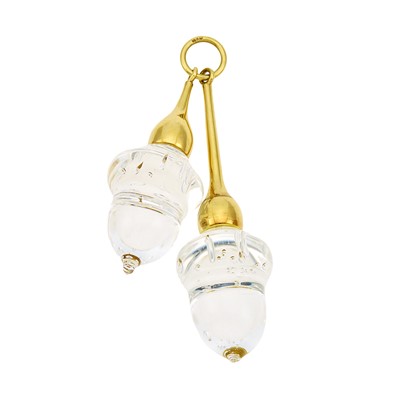 Lot 1028 - Attributed to Steuben Gold and Glass Acorn Pendant