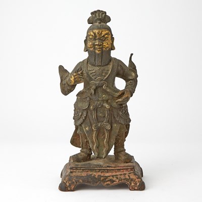 Lot 111 - A Chinese Parcel Gilt Bronze Figure of Guandi