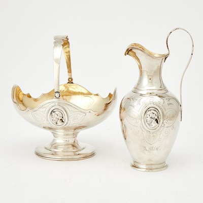 Lot 221 - William Gale Jr. Sterling Silver "Medallion" Pattern Cream and Sugar Set and Mustard Pot