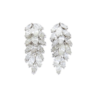 Lot 143 - Pair of Platinum and Diamond Cluster Earrings