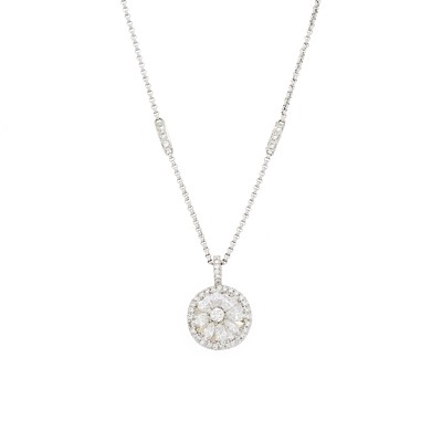 Lot 1249 - Platinum and Diamond Pendant with Chain Necklace