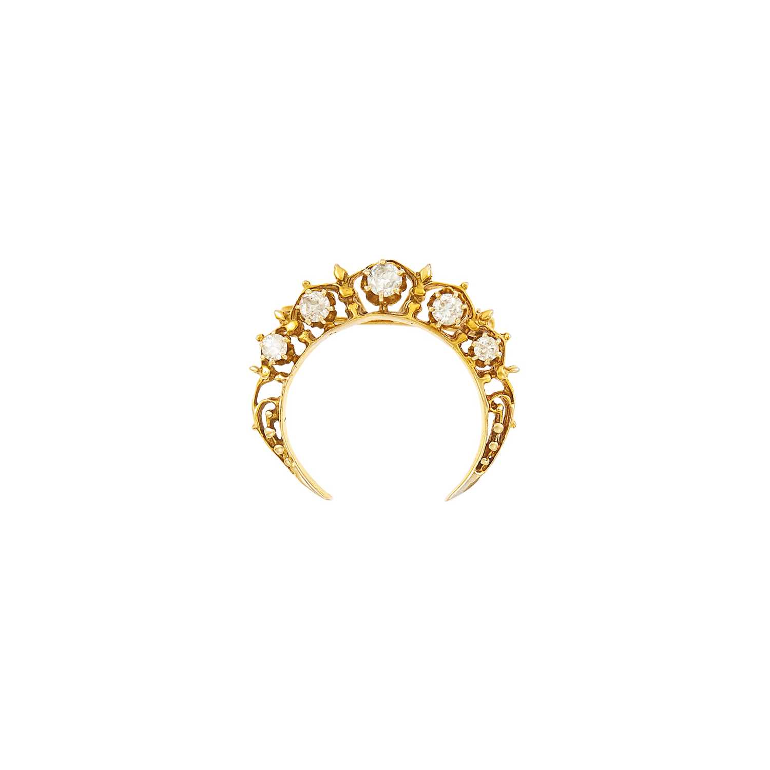 Lot 1157 - Gold and Diamond Crescent Pin