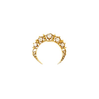 Lot 1157 - Gold and Diamond Crescent Pin