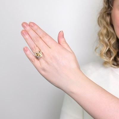 Lot 1130 - Gold, Fancy Yellow Diamond and Diamond Ring
