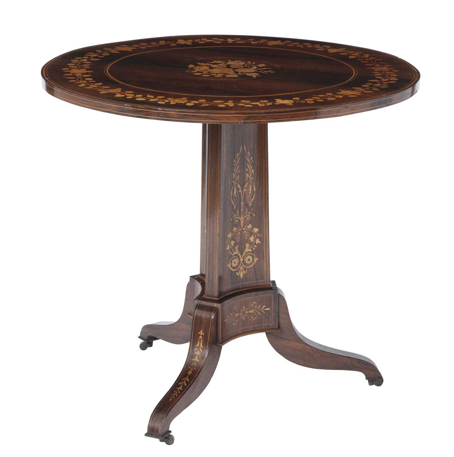 Lot 269 - Continental Inlaid Rosewood Tilt Top Table