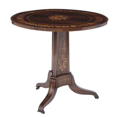 Lot 291 - Continental Inlaid Rosewood Tilt Top Table