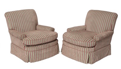 Lot 373 - Pair of Cut Velvet Upholstered Club Chairs