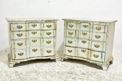 Lot 2 - Pair of Metallic Painted Block Front Chests of Drawers