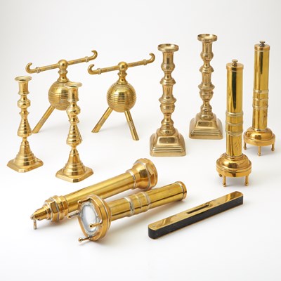 Lot 56 - Group of Brass Candlesticks and Instruments