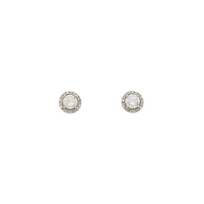 Lot 1110 - White Gold and Diamond Earrings