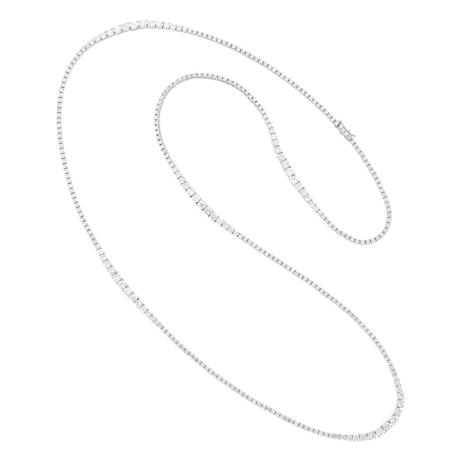 Lot 1161 - Long White Gold and Diamond Necklace