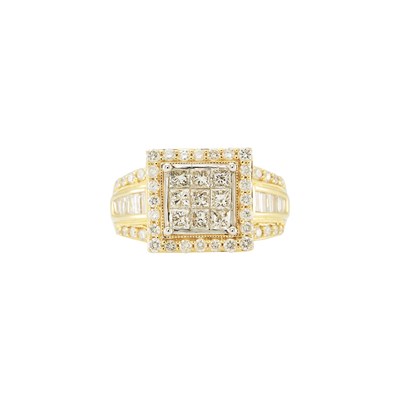 Lot 1039 - Two-Color Low Karat Gold and Diamond Ring