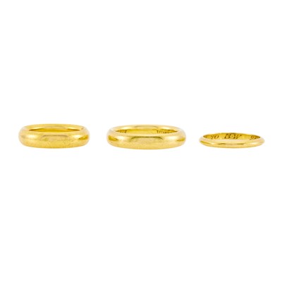 Lot 1041 - Tiffany & Co. Three Gold Band Rings