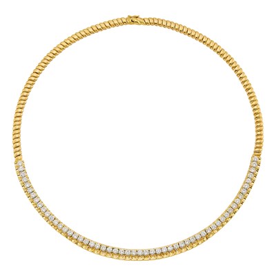 Lot 1228 - Gold and Diamond Necklace