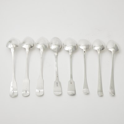 Lot 137 - Seven Georgian Irish Sterling Silver Stuffing Spoons